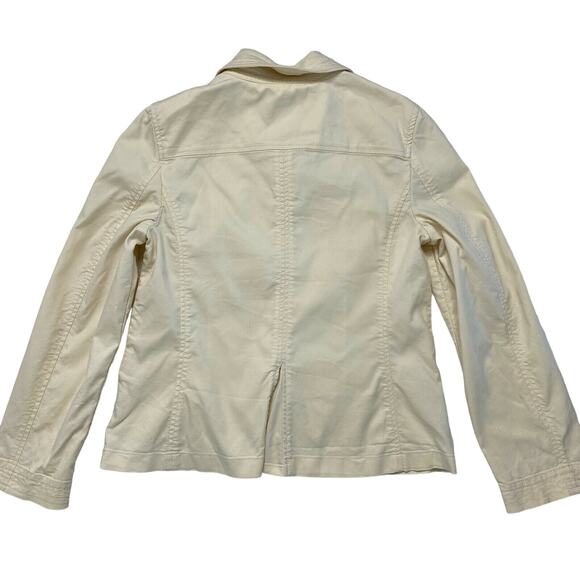 TALBOTS Ivory White Twill Utility Jacket Size 10 Womens Button Cotton Nylon - Picture 5 of 10